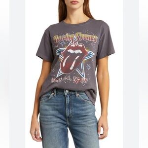 LUCKY BRAND Women’s Rolling Stones Studded Cotton Graphic T-Shirt-Size Large